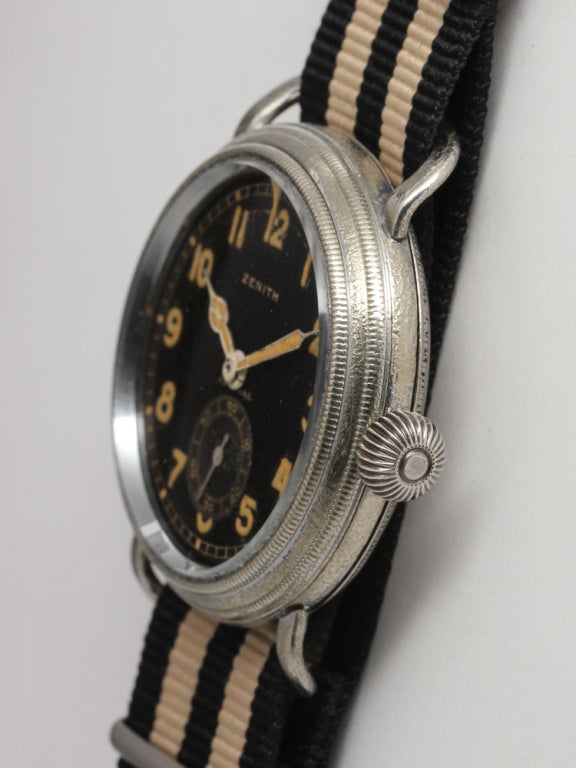 ZENITH Base Metal Military Aviator's Wristwatch circa 1940s 3