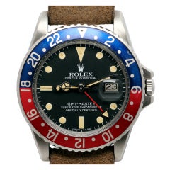 Vintage ROLEX Stainless Steel GMT-Master Wristwatch Ref 1675 circa 1967