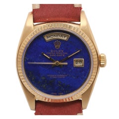 Vintage ROLEX Gold Day-Date President Wristwatch with Lapis Dial Ref 18038 circa 1977