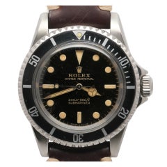 Vintage ROLEX Stainless Steel Submariner Wristwatch Ref 5513 with Gilt Tropical Dial circa 1966