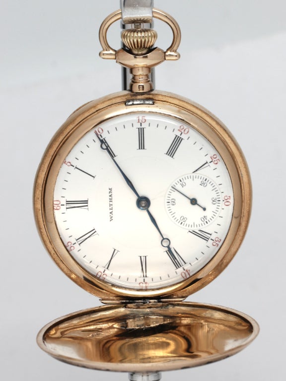 WALTHAM Yellow Gold Filled Hunting Case Pocket Watch circa 1920s 3
