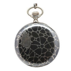 Silver and Niello Pocket Watch with Chain circa 1920s