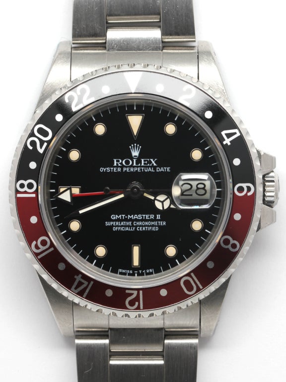 Rolex Stainless Steel GMT II Ref 16760 Fat Lady circa 1986