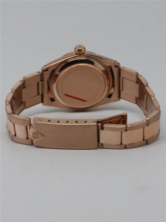 Women's Rolex Rose Gold Midsize Datejust Wristwatch Ref 6627 circa 1965