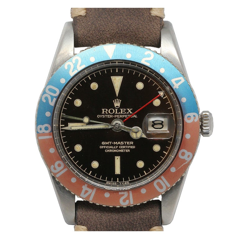 Rolex Stainless Steel GMT-Master Ref 6542 with No Crown Guards
