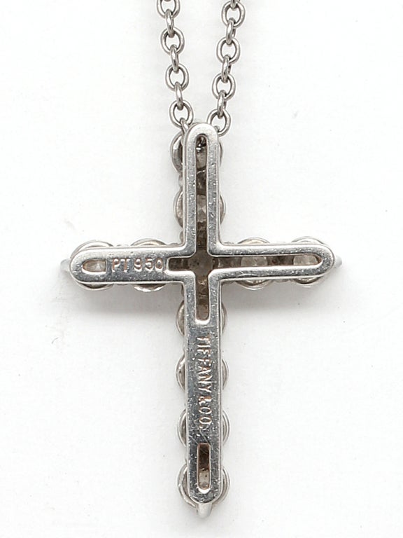 1990's Platinum and Diamond Tiffany & Co Cross Necklace 1