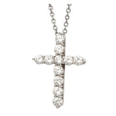 1990
s Platinum and Diamond Tiffany 
Co Cross Necklace