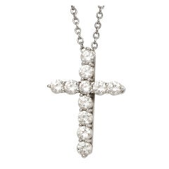 1990's Platinum and Diamond Tiffany & Co Cross Necklace