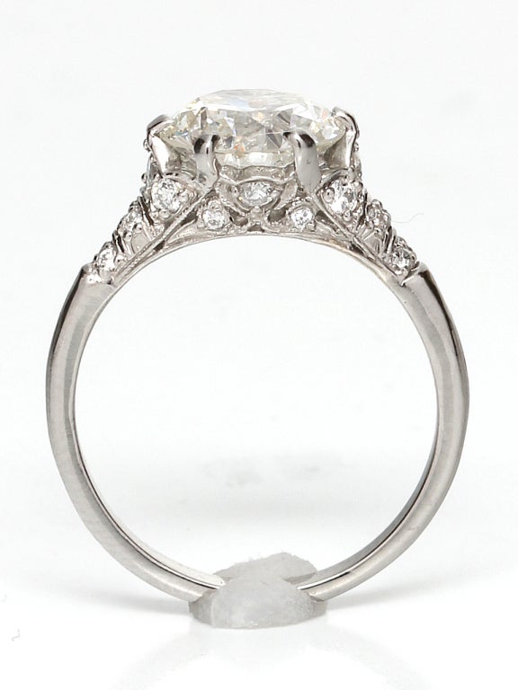 Edwardian Style Platinum 2.36 Carat Round Brilliant G-SI1 Diamond Ring 2
