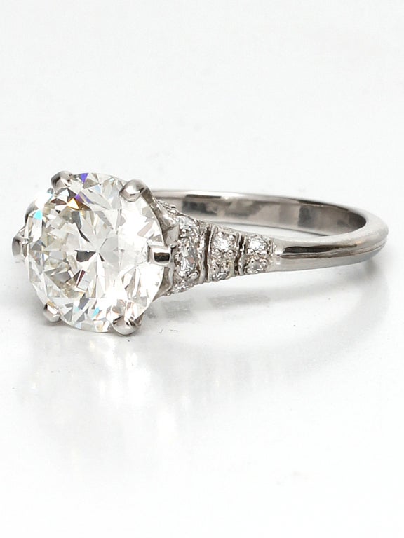 Edwardian Style Platinum 2.36 Carat Round Brilliant G-SI1 Diamond Ring ...