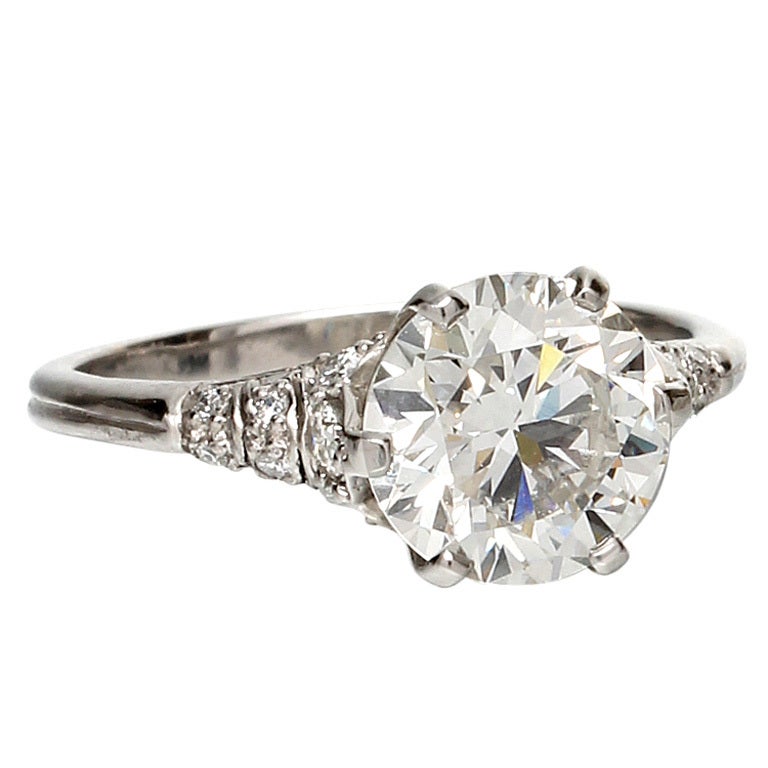 Edwardian Style Platinum 2.36 Carat Round Brilliant G-SI1 Diamond Ring
