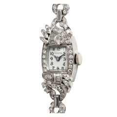 Hamiltn Lady's Platinum and Diamond Bracelet Watch circa 1940's