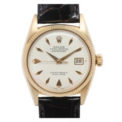 Rolex Yellow Gold Early Datejust Wristwatch Ref 6605 circa 1957