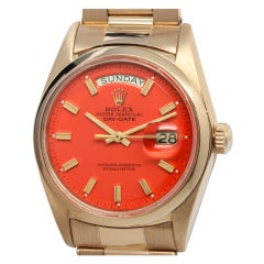Rolex Gold Day Date Watch with Custom Persimmon Dial