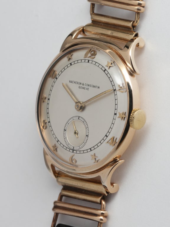 Women's or Men's Vacheron & Constantin Yellow Gold Curly Lug Star Dial Wristwatch