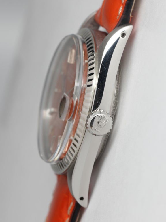 Rolex Stainless Steel Datejust with Custom Valencia Orange Dial 2