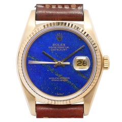 Rolex Yellow Gold Datejust Wristwatch with Lapis Dial circa 1978