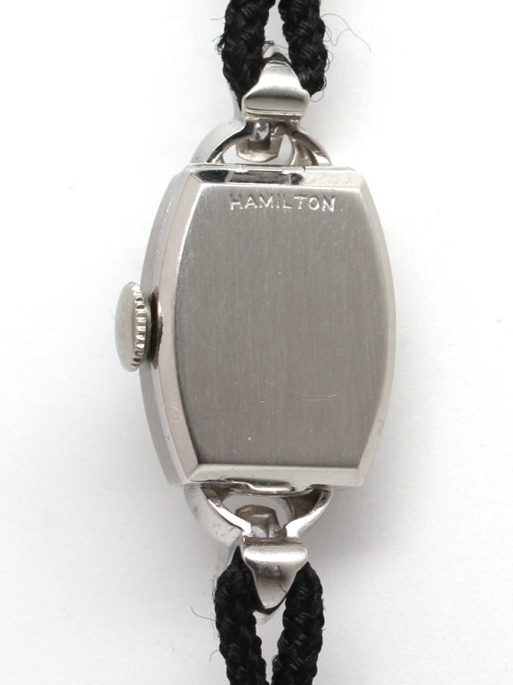 Women's Hamilton Lady's Platinum and Diamond Wristwatch circa 1930s