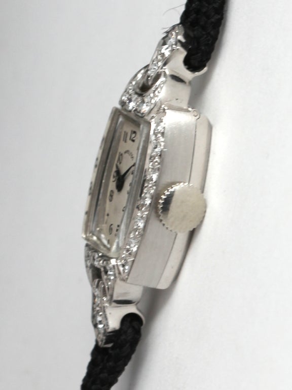 Hamilton Lady's Platinum and Diamond Wristwatch circa 1930s 1