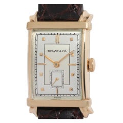 Tiffany & Co Yellow Gold Wristwatch Made by Movado circa 1945