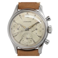 Retro Leonidas Steel Chronograph Wristwatch circa 1950s