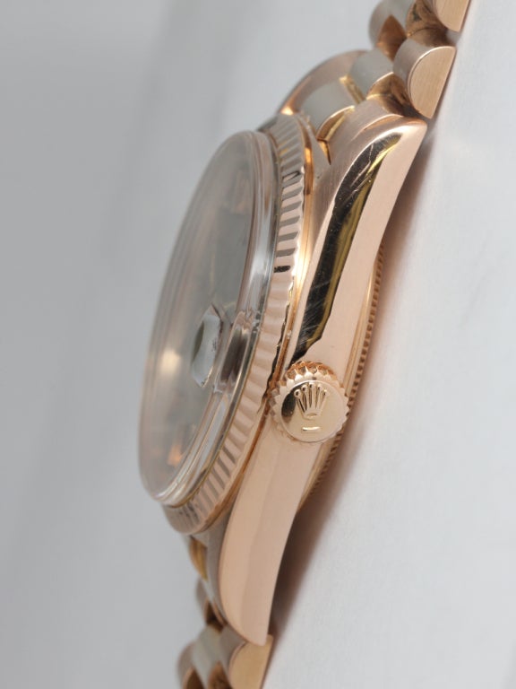 Women's or Men's Rolex Rose Gold Day-Date President Wristwatch circa 1973