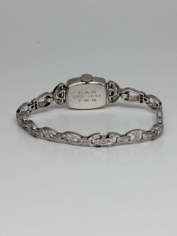 Art Deco Tiffany & Co Lady's Hamilton Platinum and Diamond Wristwatch