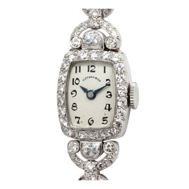 Vintage Tiffany & Co Lady's Hamilton Platinum and Diamond Wristwatch
