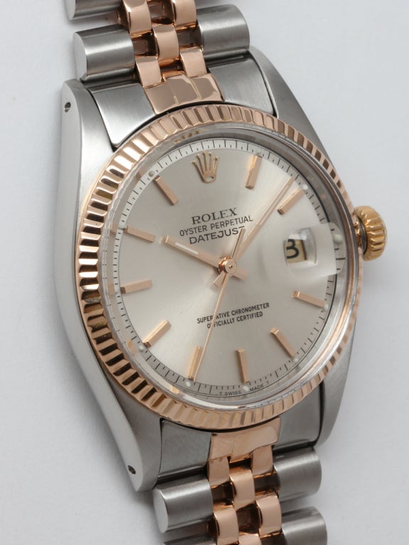 Women's Rolex Rose Gold and Stainless Steel Datejust Wristwatch circa 1975