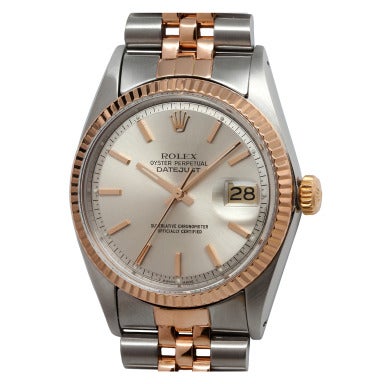 Vintage Rolex Rose Gold and Stainless Steel Datejust Wristwatch circa 1975