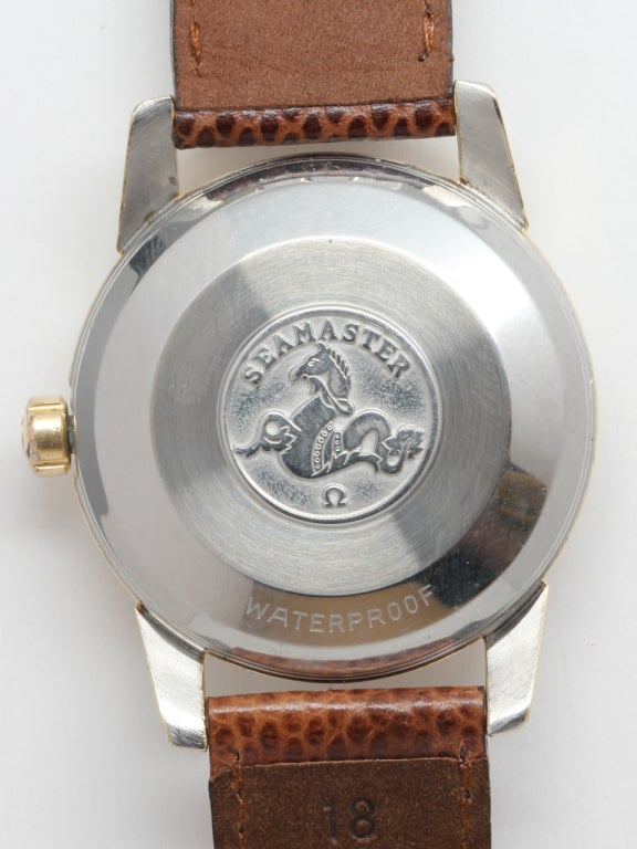 Omega Gilt Seamaster Wristwatch with Date circa 1960s In Excellent Condition In West Hollywood, CA