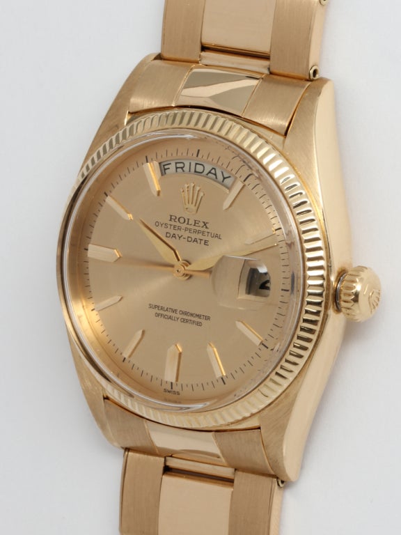 Rolex Yellow Gold Day-Date President circa 1962 In Excellent Condition In West Hollywood, CA
