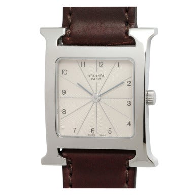 Hermes Stainless Steel Midsize H Hours Wristwatch