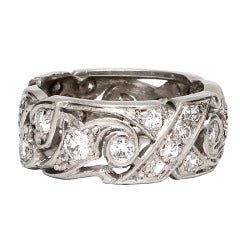 1950s Diamond Set Wide Platinum Eternity Band