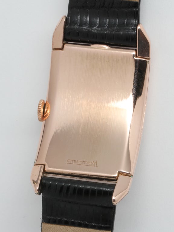 Gruen Pink Gilt Curvex Wristwatch circa 1940s In Excellent Condition In West Hollywood, CA
