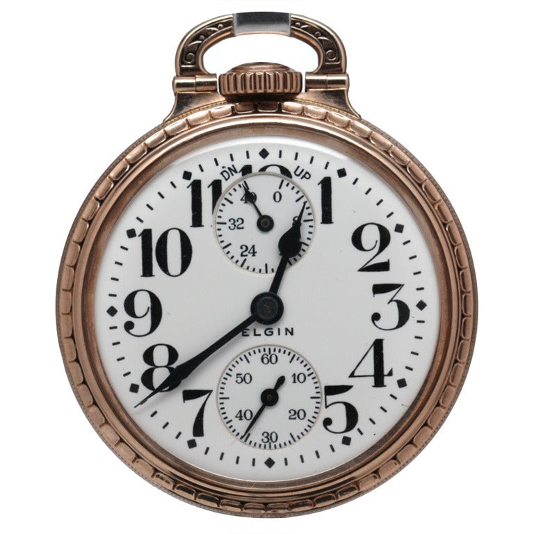 Elgin Gold Filled Pocket Watch with Up-Down Indicator, circa 1928
