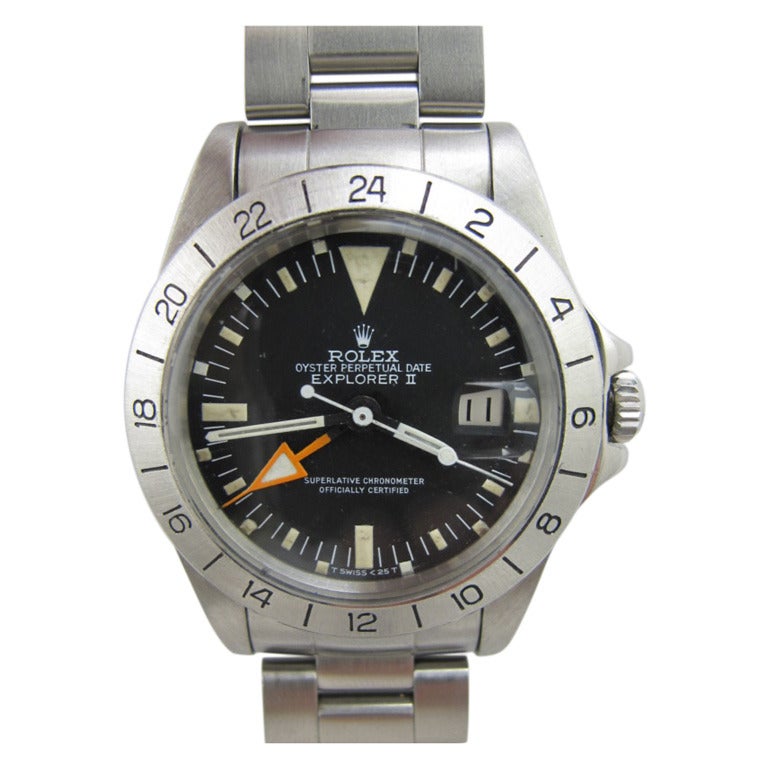 Rolex Stainless Steel Explorer II Wristwatch Ref 1655 circa 1979 at 1stDibs
