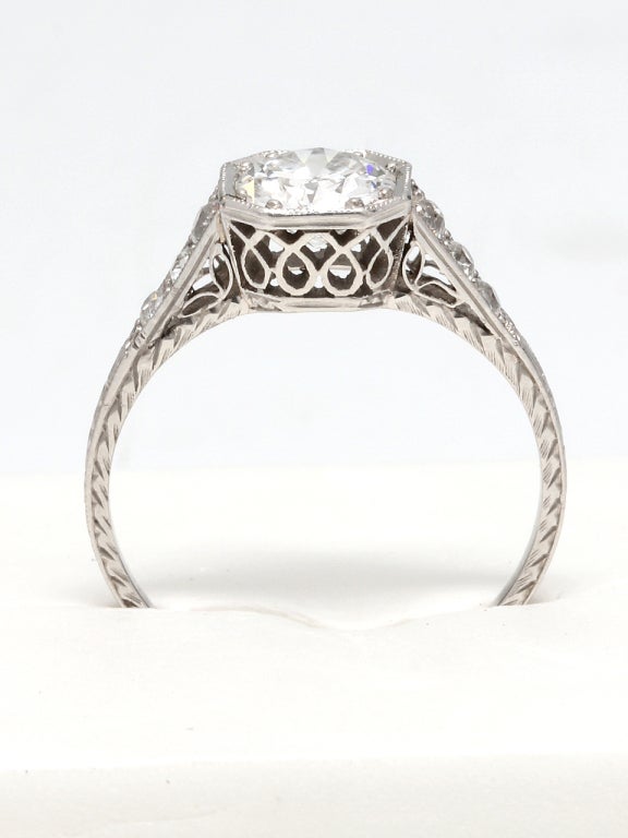 Women's 1920's Platinum 0.90ct Old European Cut Diamond Ring