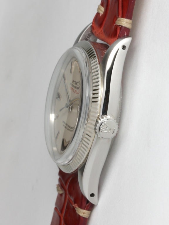Rolex Stainless Steel Datejust Wristwatch Ref 6605 circa 1958 In Excellent Condition In West Hollywood, CA