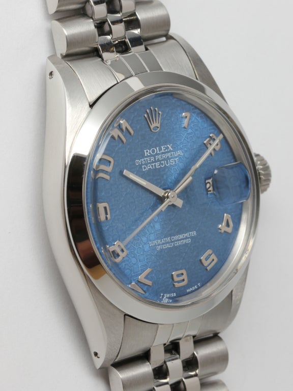 Rolex Stainless Steel Datejust Wristwatch Ref 16000 circa 1978