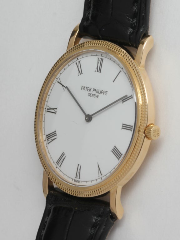 Patek Philippe Yellow Gold Calatrava Wristwatch circa 1990s In Excellent Condition In West Hollywood, CA