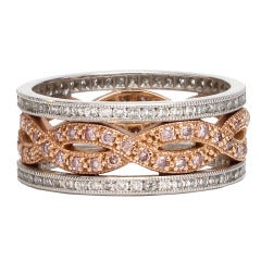 Platinum and Gold Band with Cognac Diamonds