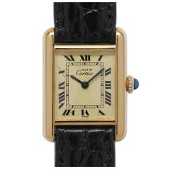 Cartier Gilt Lady Tank Louis Vermeil Wristwatch circa 1990s