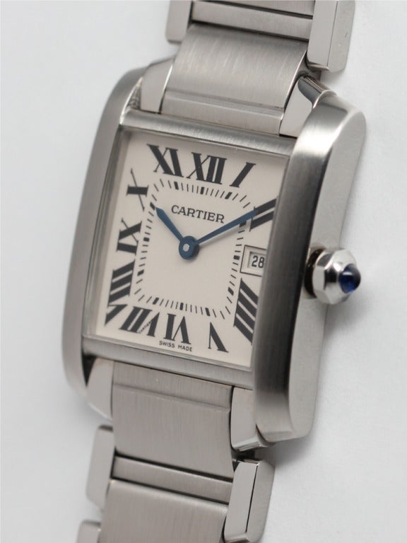 Cartier Stainless Steel Midsize Tank Francaise In Excellent Condition In West Hollywood, CA