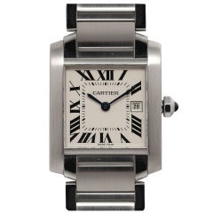Cartier Stainless Steel Midsize Tank Francaise