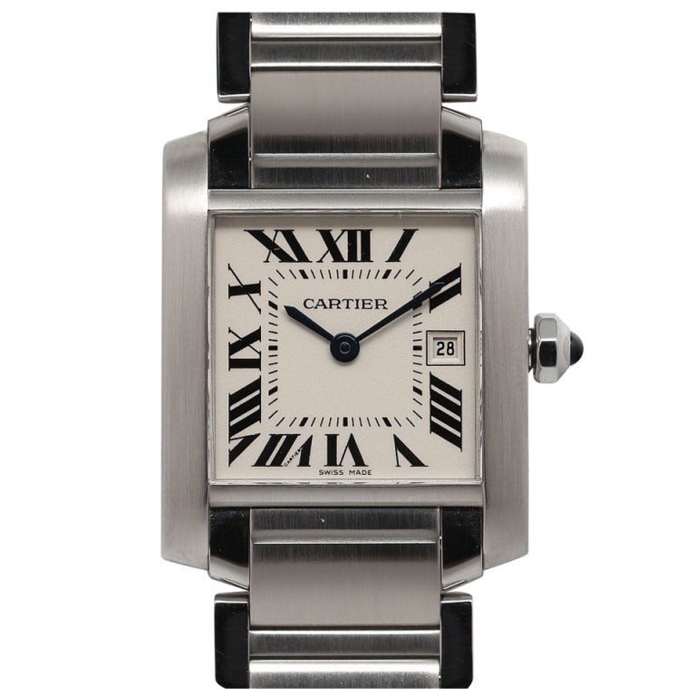 Cartier Stainless Steel Midsize Tank Francaise