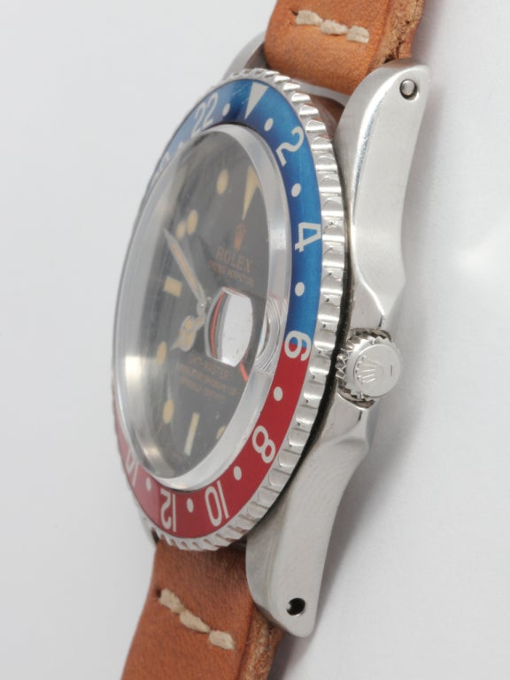 Men's Rolex Stainless Steel GMT-Master Wristwatch with Gilt Dial Ref 1675 circa 1966