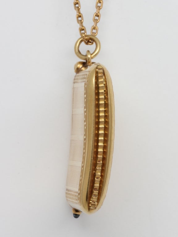Women's Art Deco Yellow Gold Match Safe Locket Necklace, circa 1910-20's For Sale