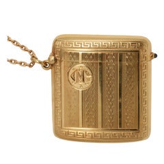 Vintage Art Deco Yellow Gold Match Safe Locket Necklace, circa 1910-20's