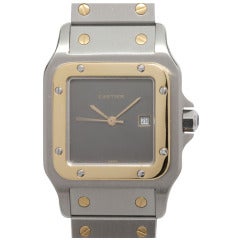 Cartier Stainles Steel and Yellow Gold Santos Wristwatch circa 1990s